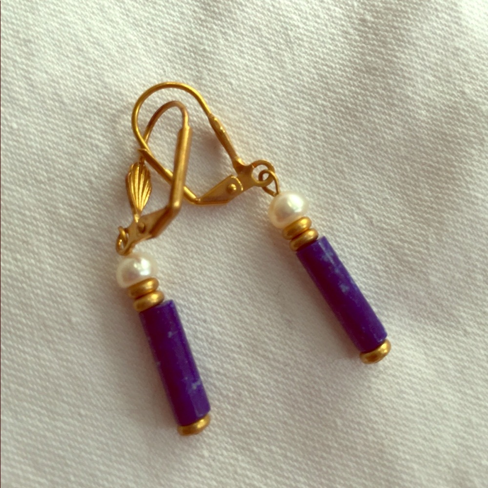 Lapis and Pearl earrings