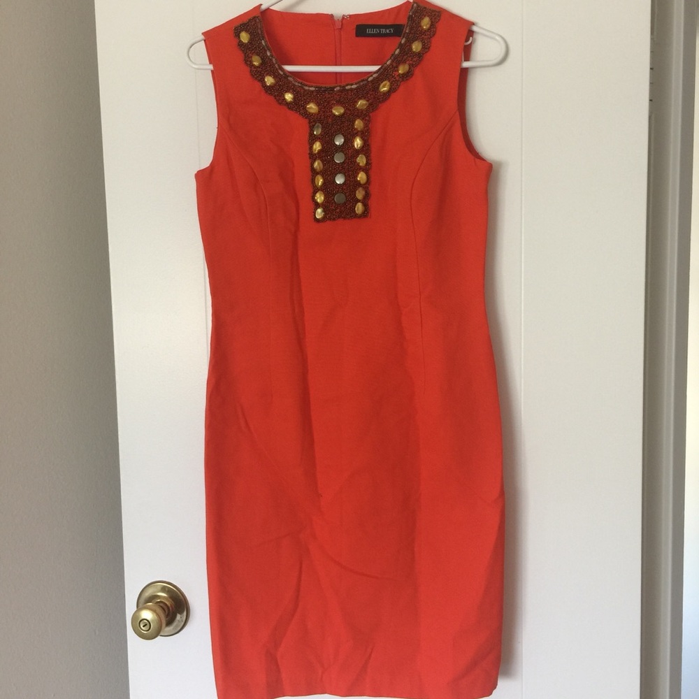 Dark Orange Embroidered Dress