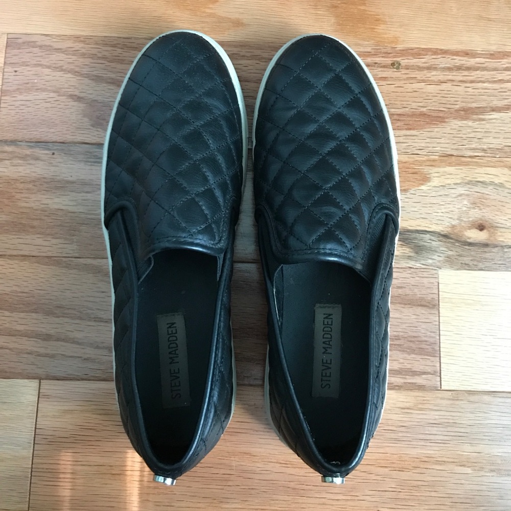 Steve Madden Black Slip Ons