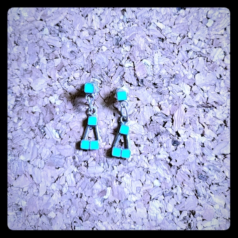Real turquoise and silver earrings