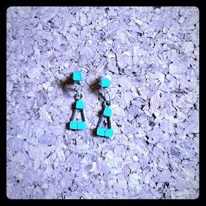 Real turquoise and silver earrings