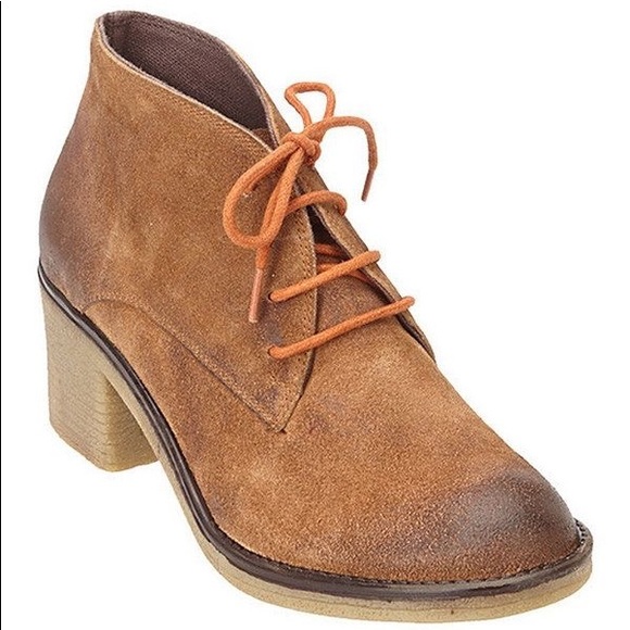 Suede Distressed Leather Lace-up Ankle Boots - Picture 2 of 5