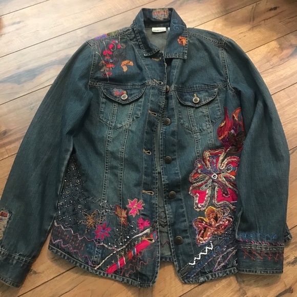 chicos embroidered denim jacket