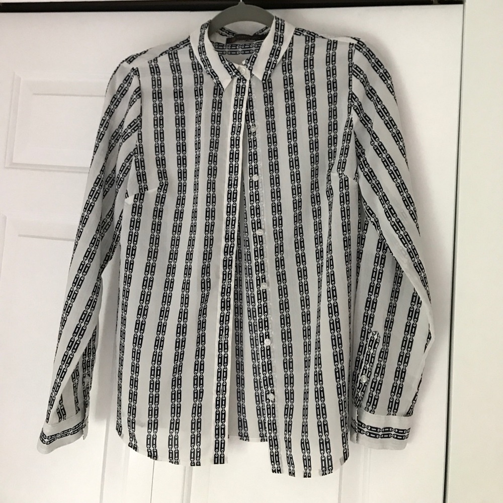 White and Navy shirt-The Limited