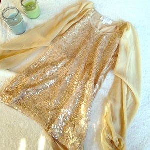 American Glamour Badgley Mishcka Tan & Gold Tunic