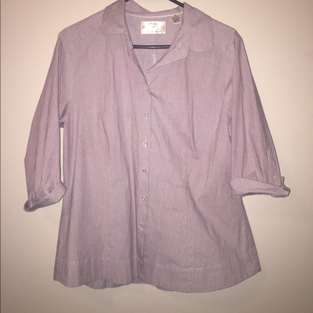 Pink and Burgundy Striped 3/4 Sleeve Shirt