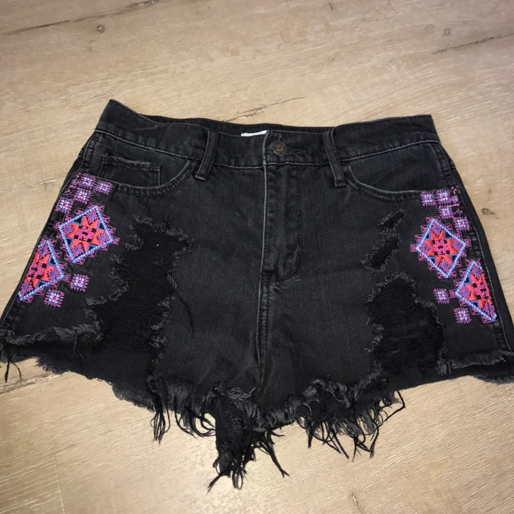 Denim black shorts