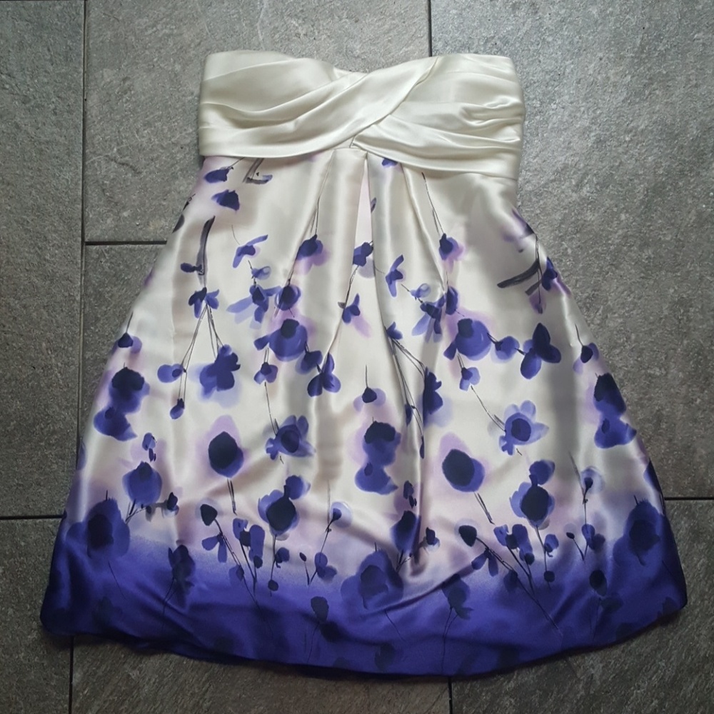 Jump Purple & White Strapless Floral Dress