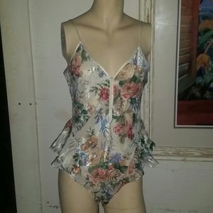 Victoria's Secret Floral Lingere Bodysuit Size S