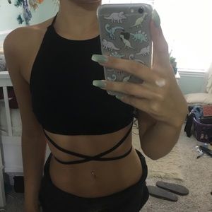 Halter wrap crop top
