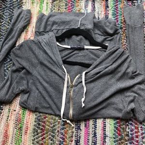 Brandy Melville Grey zip up slouchy hoodie