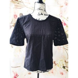Michael Kors black eyelet blouse