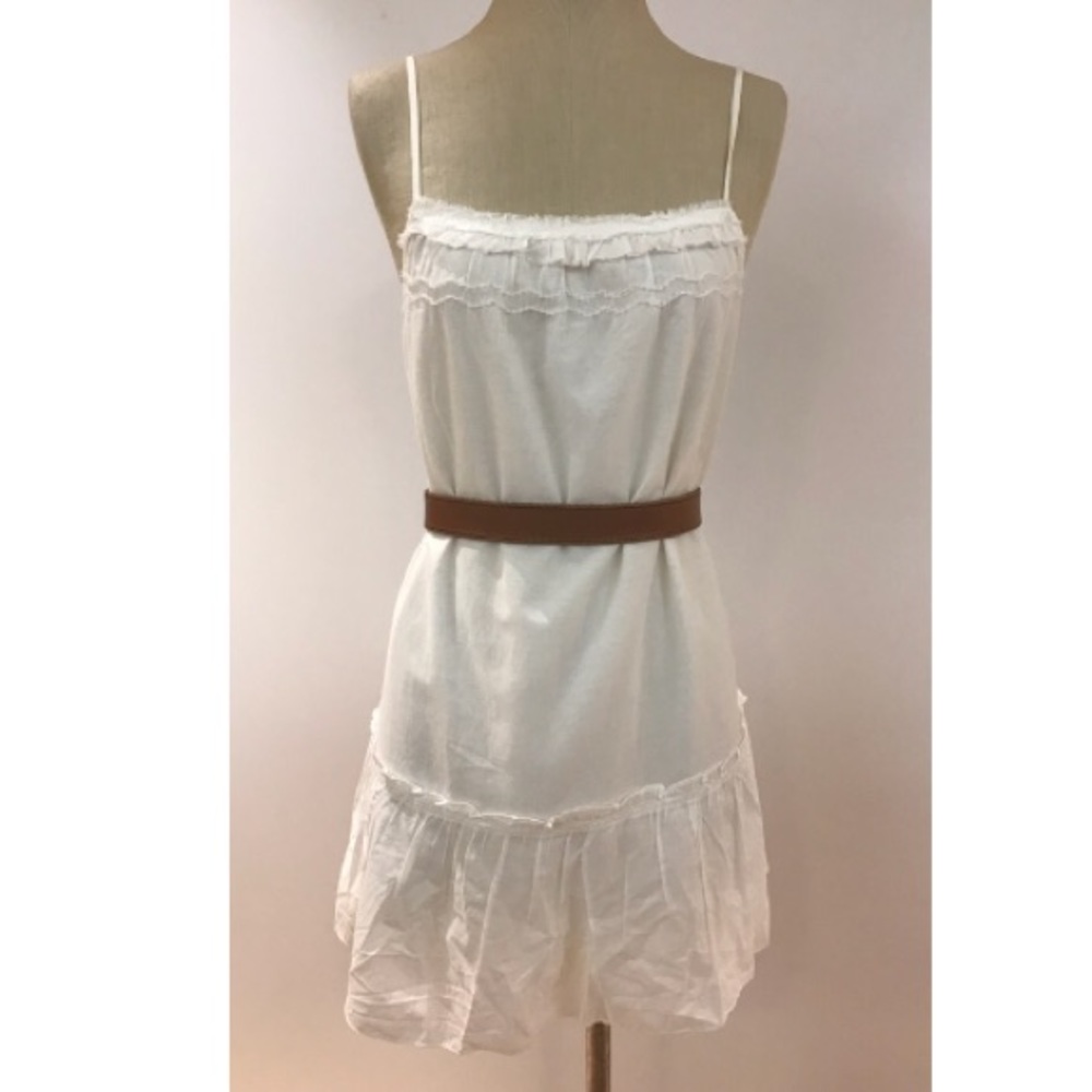 White Cotton Ruffle Tank Dress