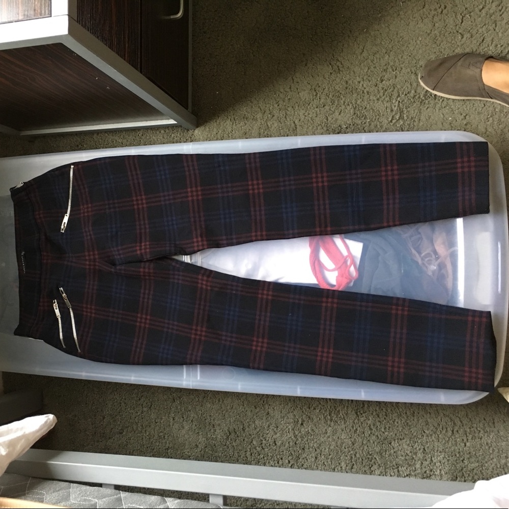 Plaid Zara trendy zipper soft pant