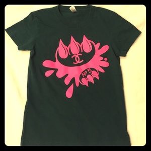 American Apparel Chanel No 5 Dark Green TShirt