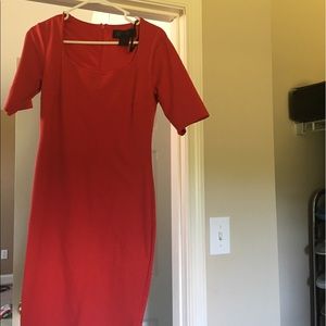 Red cocktail length dress