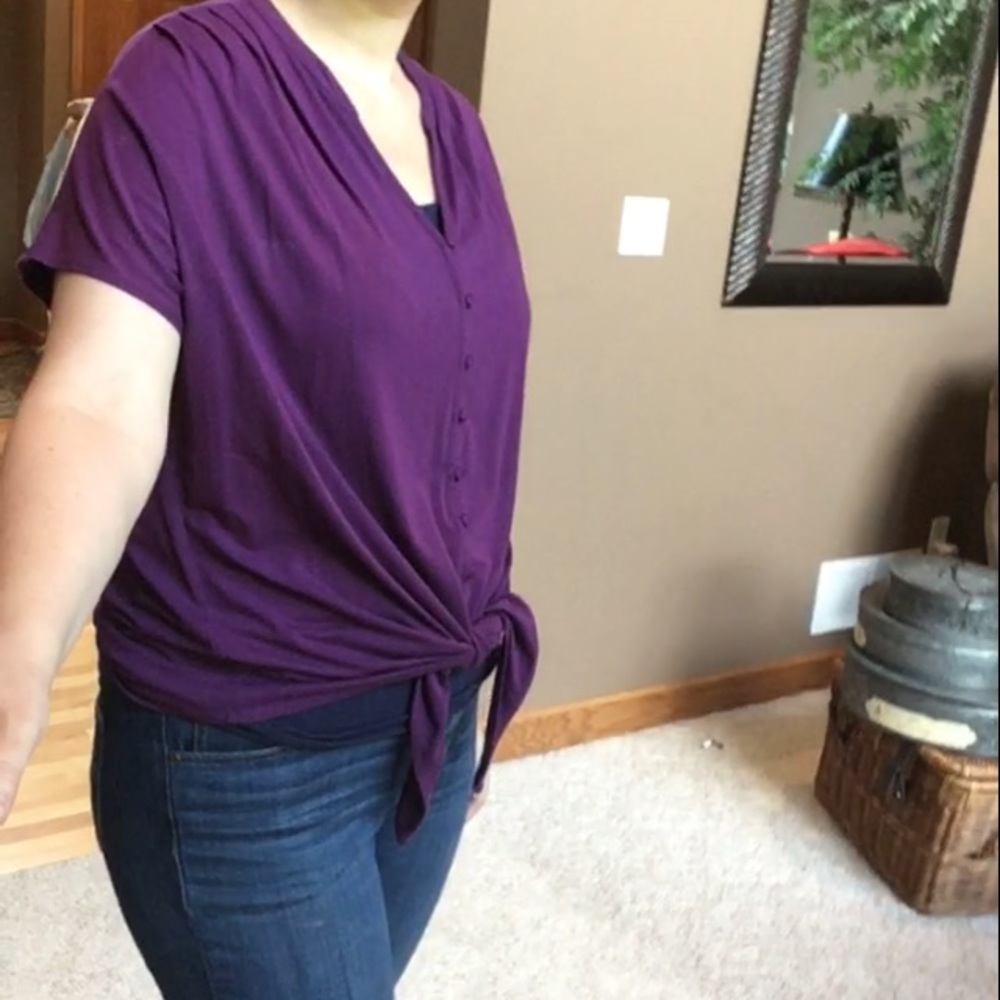 Purple button down tee