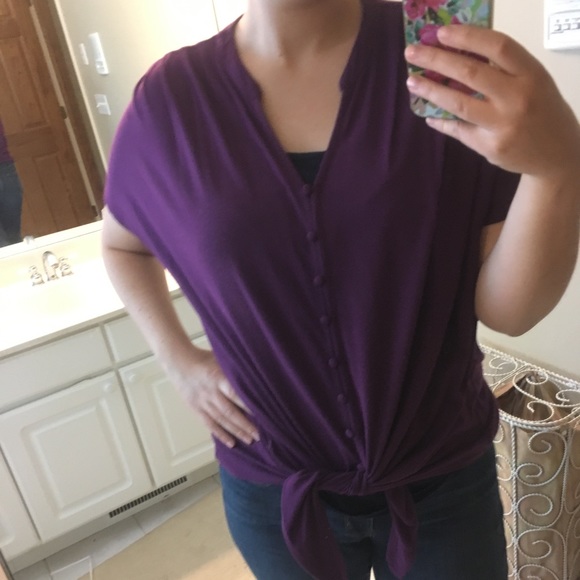 Purple button down tee - Picture 2 of 4