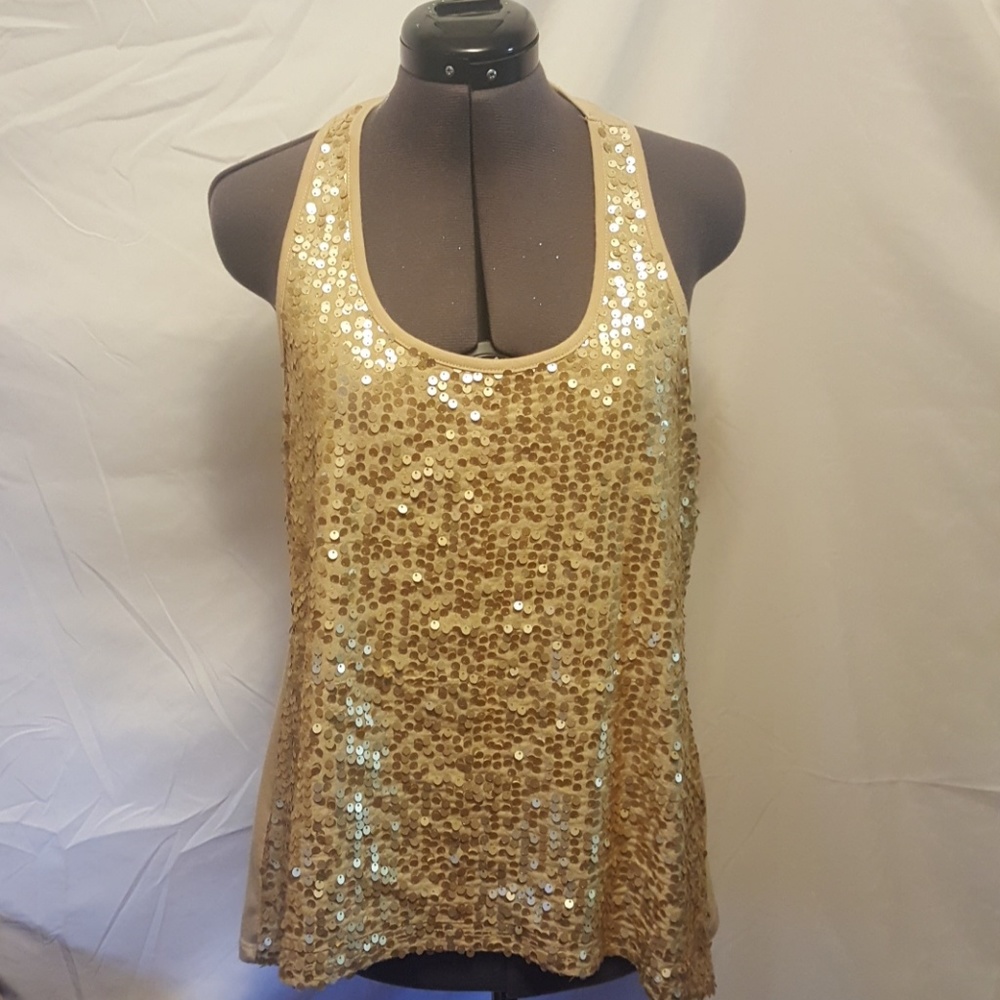 Gold sequined tank top