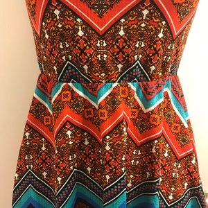 Orange and blue patterned dress
