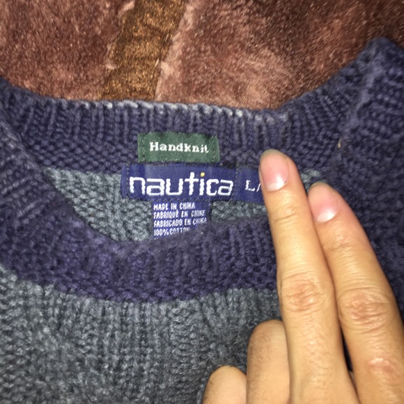 SOLDHandknited Nautica VntgAmerican Duck L sweater - Picture 1 of 3