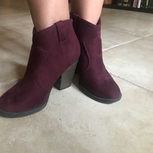 Burgundy booties