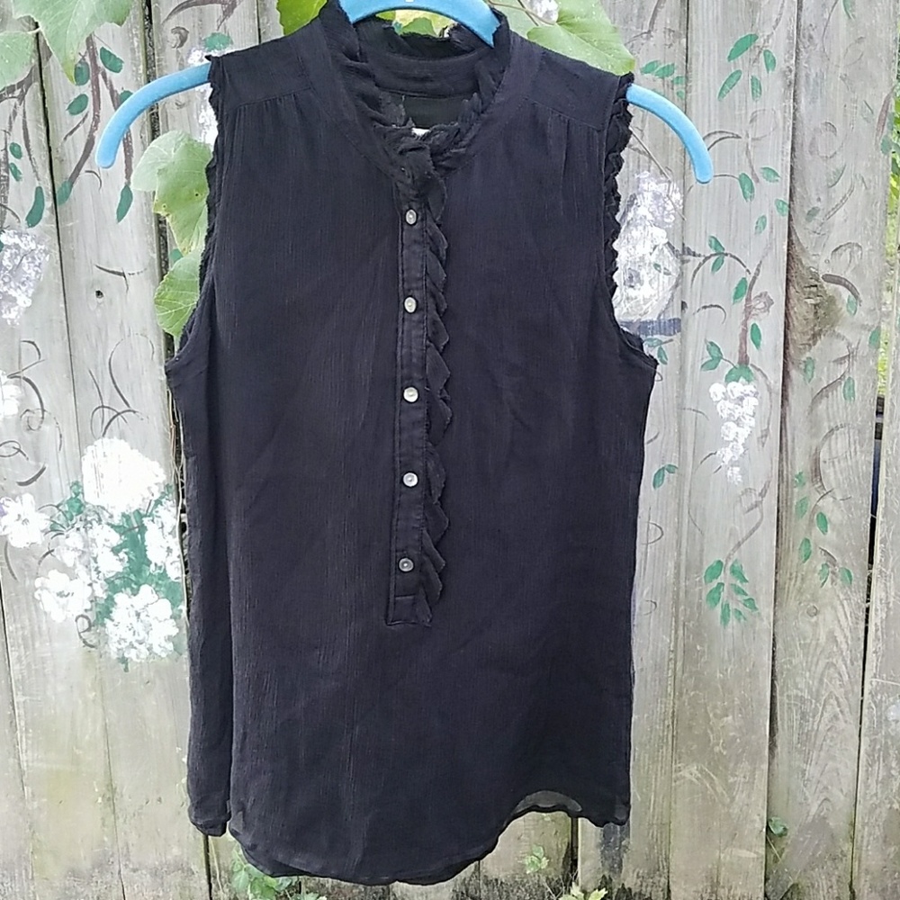 J. Crew 100% Silk Sleeveless Top w/Ruffle Accents