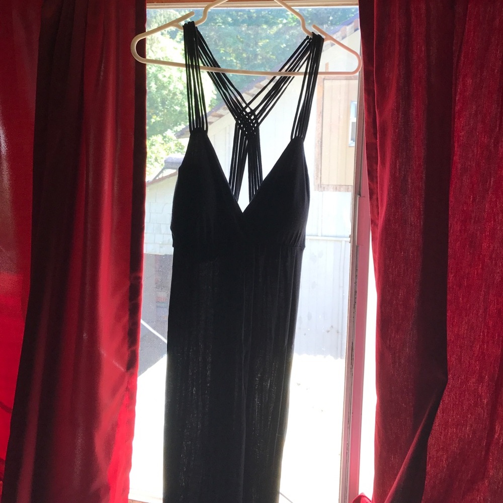 Long black knit dress