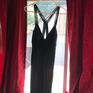 Long black knit dress