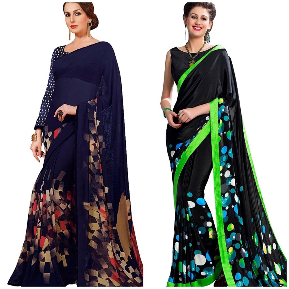 Set of Two Sheer Printed Georgette Saree's