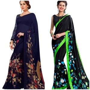 Set of Two Sheer Printed Georgette Saree's
