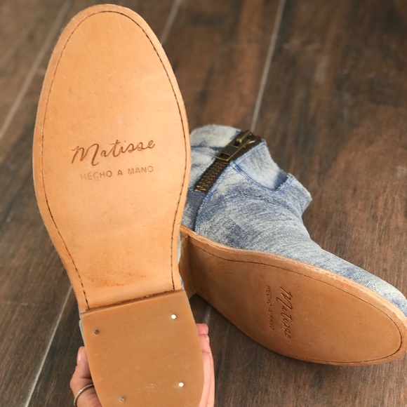 Denim Hand Made Distressed Ankle Boots - Picture 5 of 8