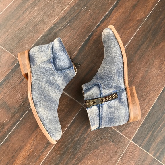 Denim Hand Made Distressed Ankle Boots - Picture 6 of 8