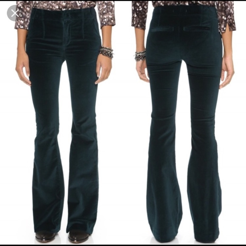 Free People Jewel Green oxanna velvet flare pants