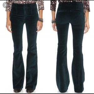 Free People Jewel Green oxanna velvet flare pants