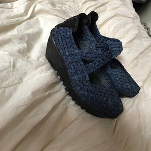 navy blue memory foam wedges