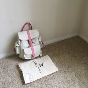 Grafea Leather Backpack in white and pink 💖