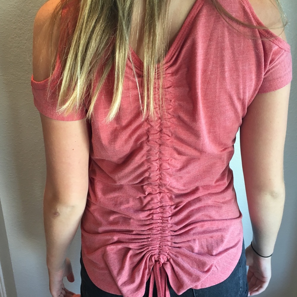 Orange Cold Shoulder Short Sleeve Top