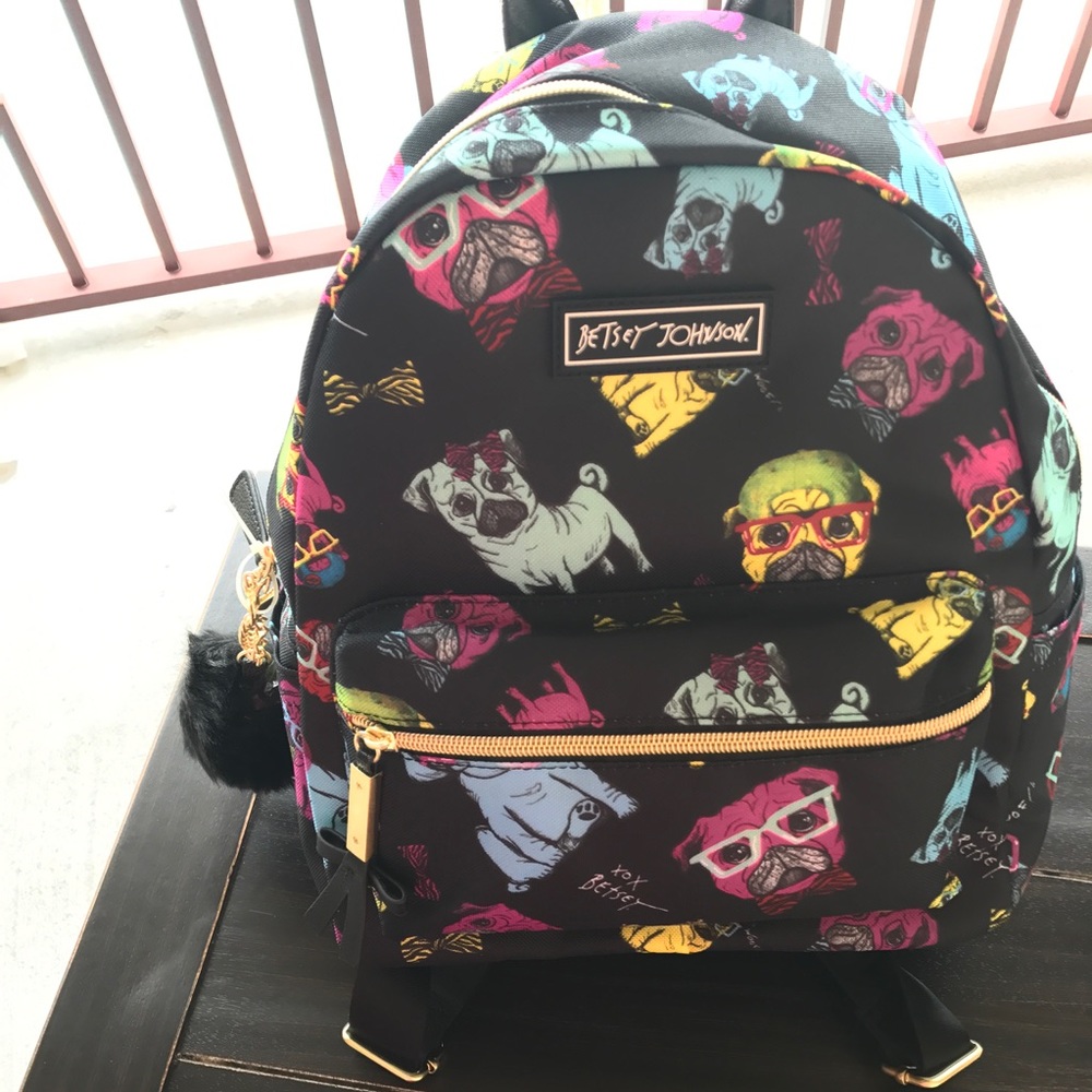 Betsey Johnson Pugs Love Rainbow Backpack - Picture 3 of 8