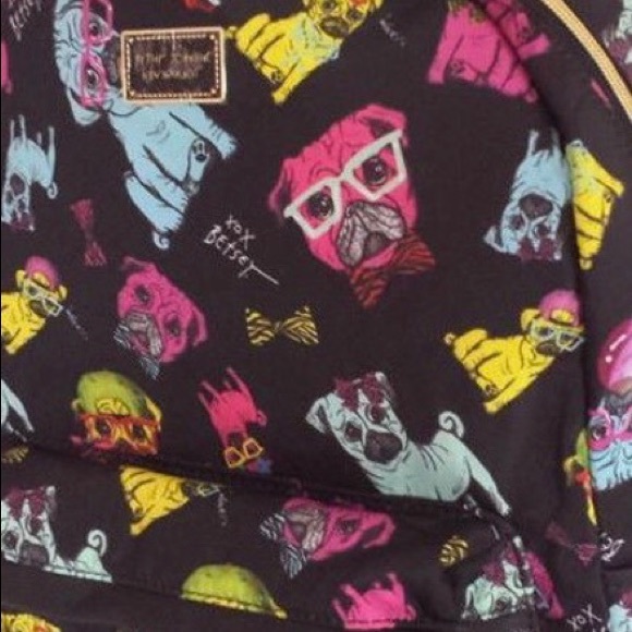 Betsey Johnson Pugs Love Rainbow Backpack - Picture 4 of 8