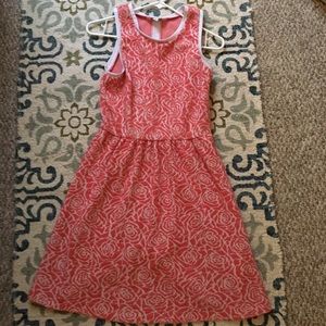 Coral Tank Top Dress with Rose Design