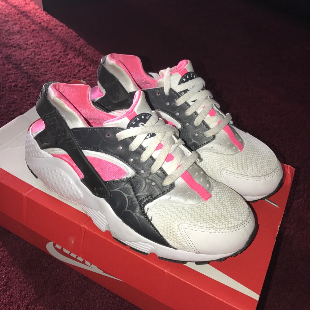 Pink, White, and Black Nike Huaraches