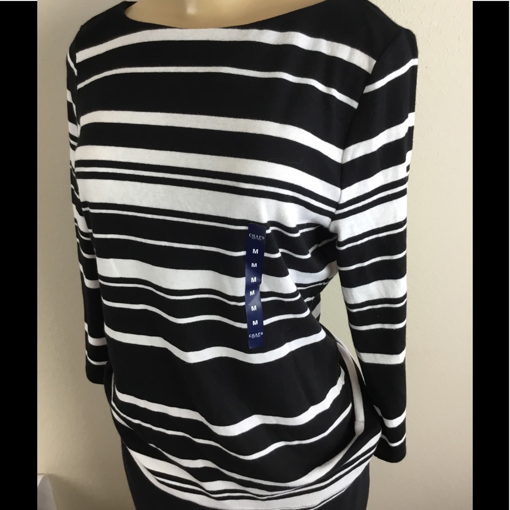 CHAPS Long Sleeve Shirt Striped Women Sz M NWT