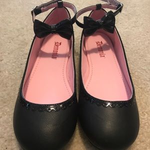Black Demonia Ankle Strap Flats