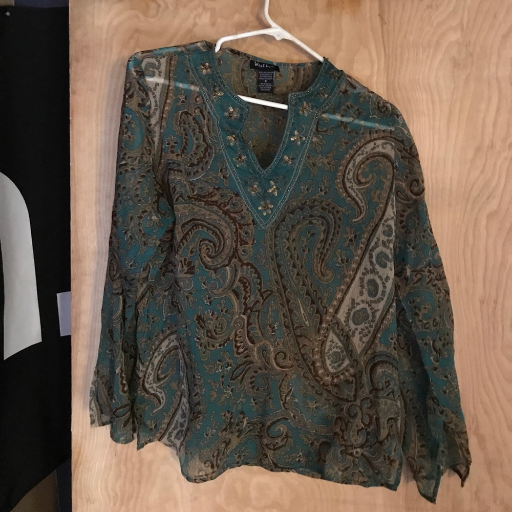 Sheer green paisley top