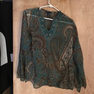 Sheer green paisley top