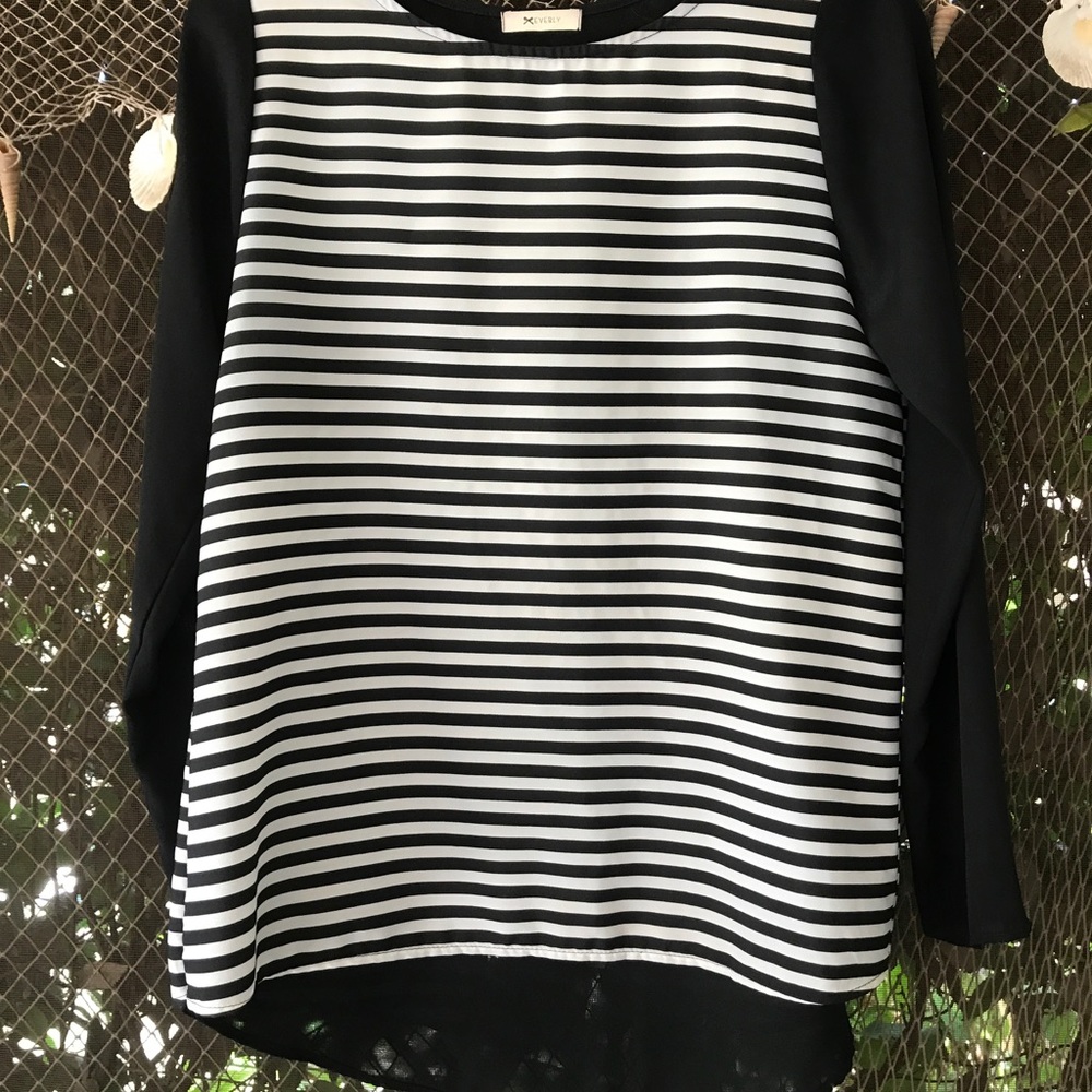 Black and white striped lady bug back top