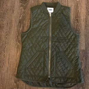 Olive green quilted vest