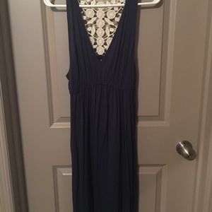 Navy Dress with Crochet Back