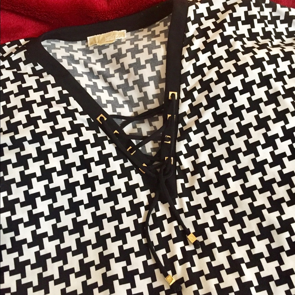 Michael KORS Houndstooth Print Blouse Sz 1X